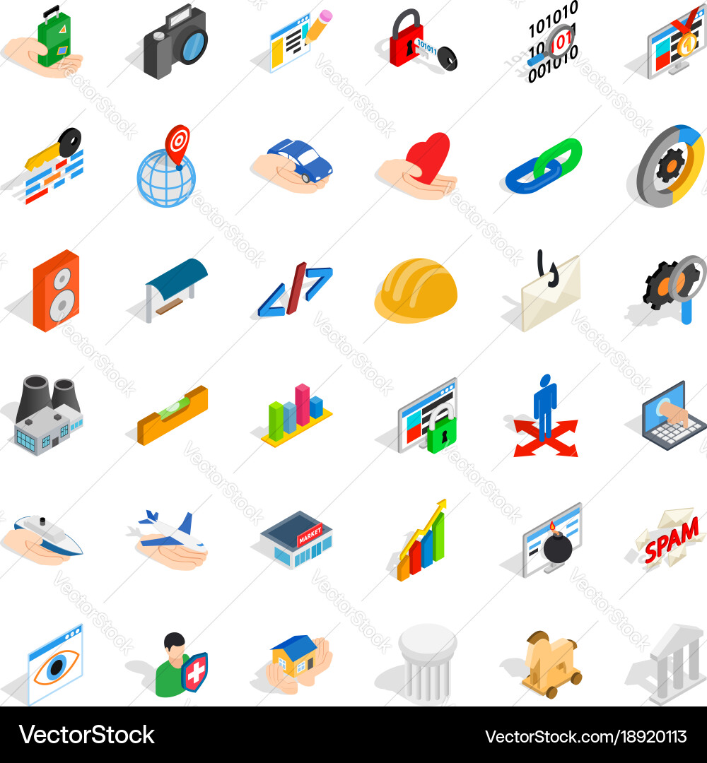Web icons set isometric style vector image