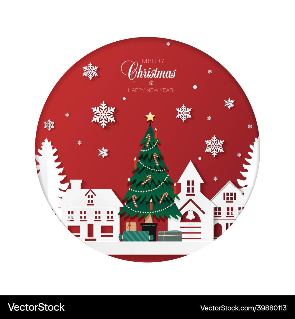Weihnachtsbaum mit Geschenken in einer Winterstadt Weihnachtsbaum mit Geschenken in einer Winterstadt vektorbild