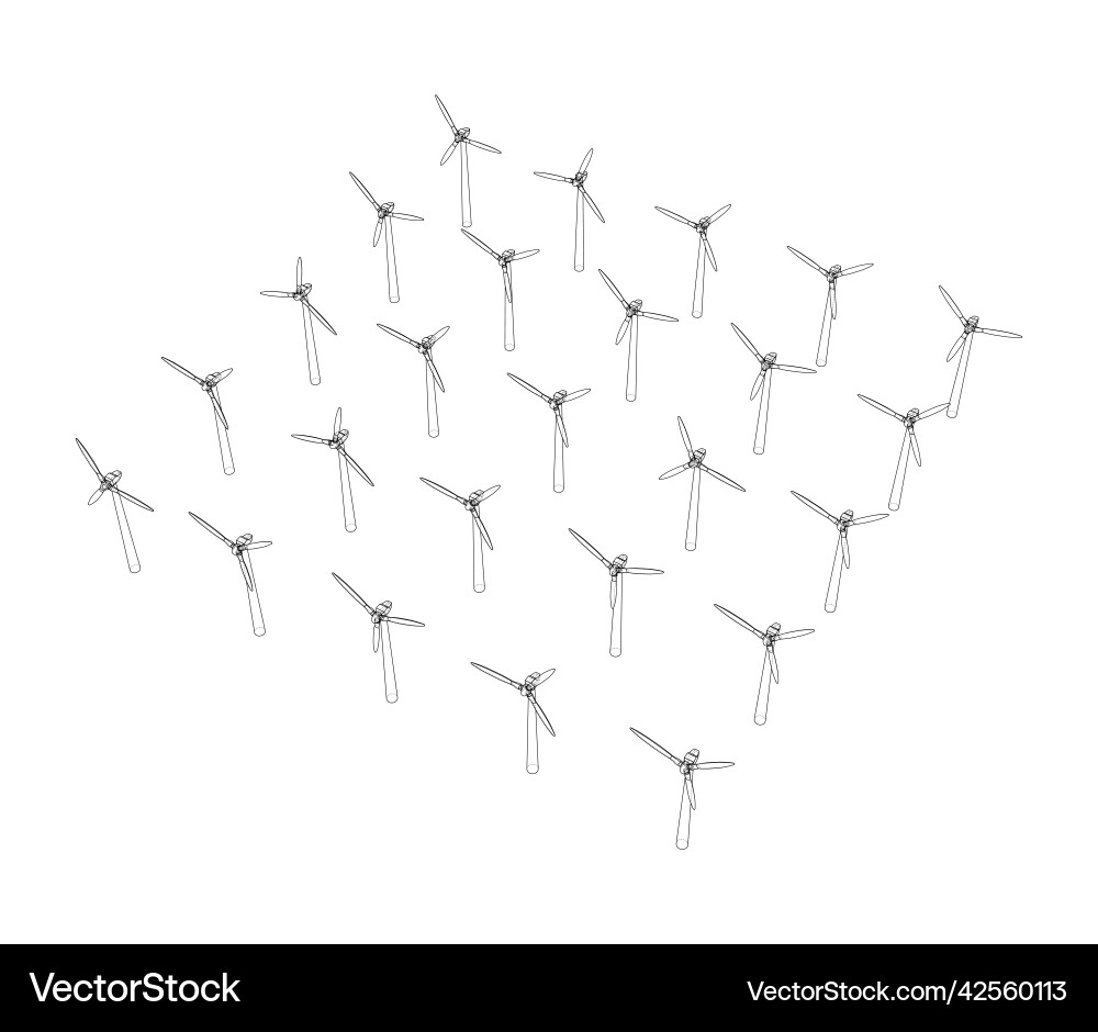 Wind turbines rendering of 3d vector image