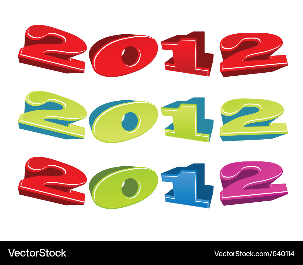 2012 3d text Vector Image