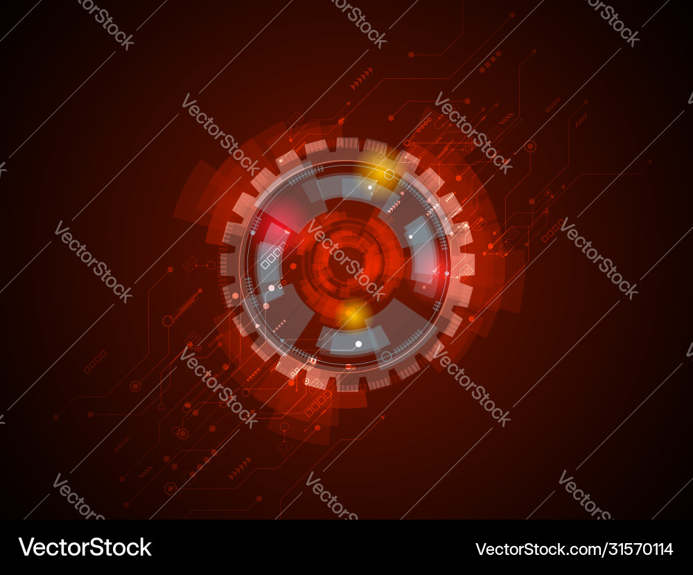 Abstract technology circuits in red background Abstract technology circuits in red background vector image