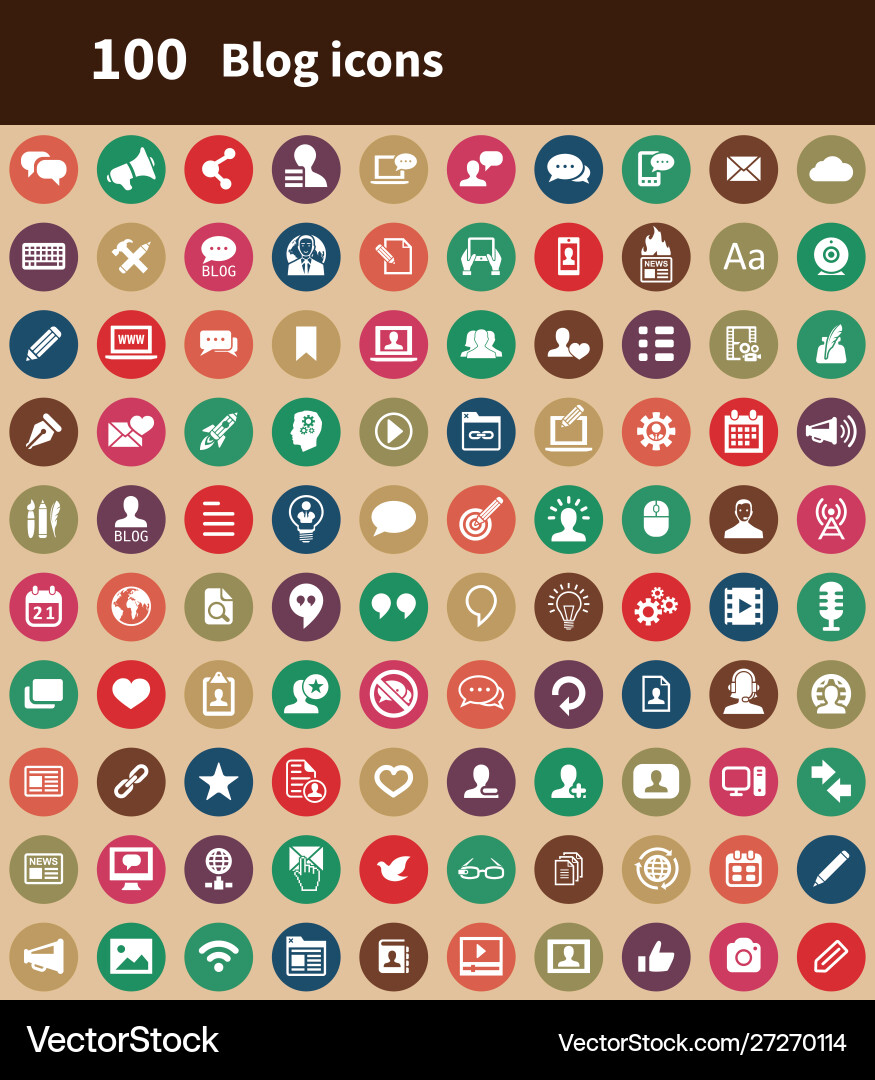 Blog 100 Icons Universalset für Web und ui Vektorbild
