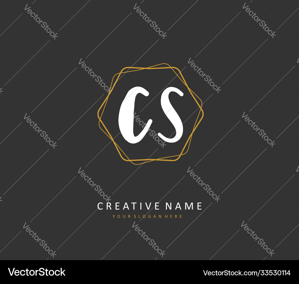 C s cs initial letter handwriting and signature Vector Image