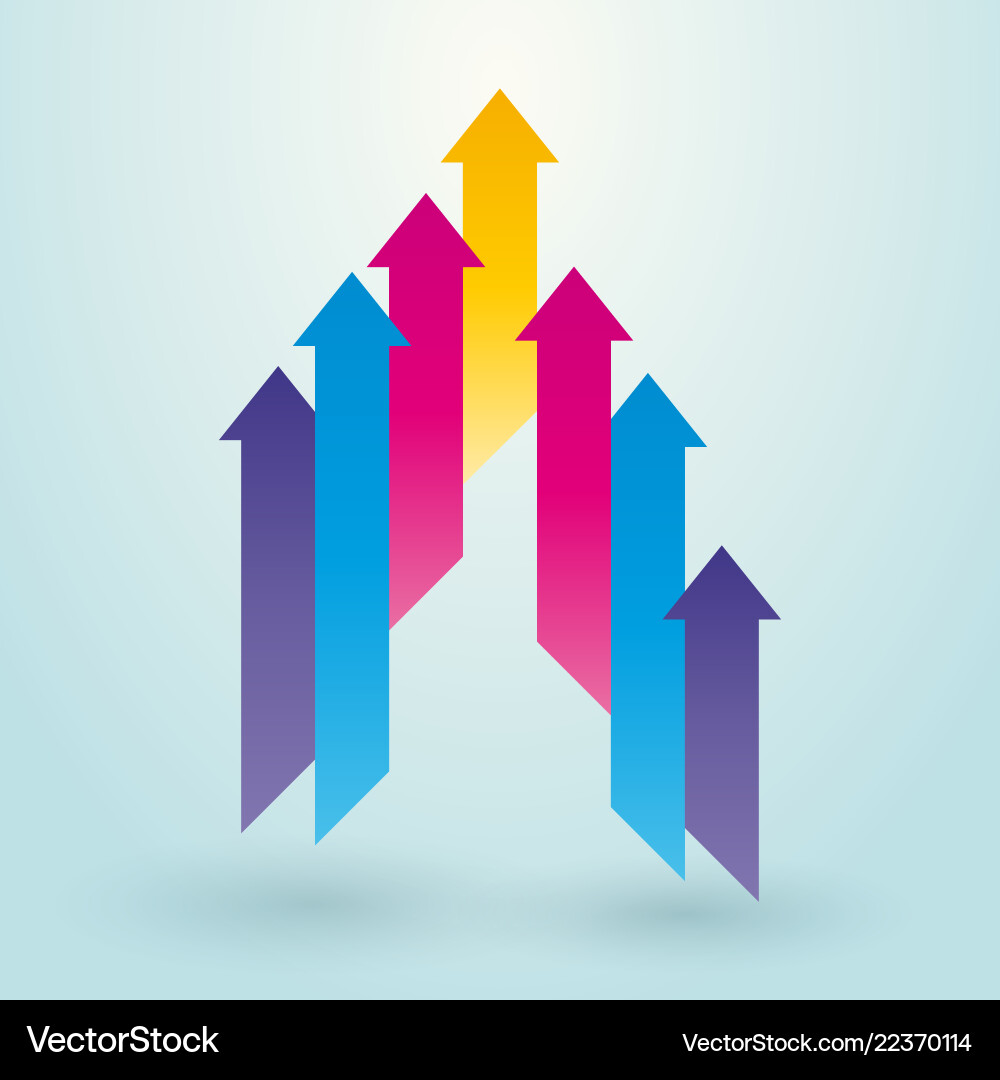 Colored arrow pointing upwards Vector Image
