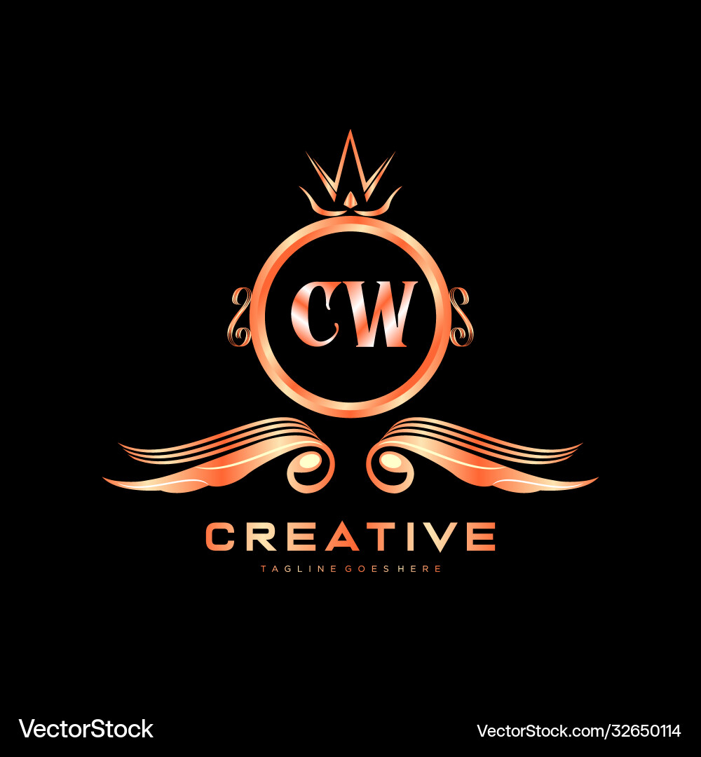 Cw initial logo with colorful circle template Vector Image