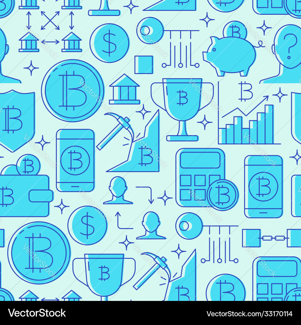 Digital currency seamless pattern in line style Digital currency seamless pattern in line style vector image