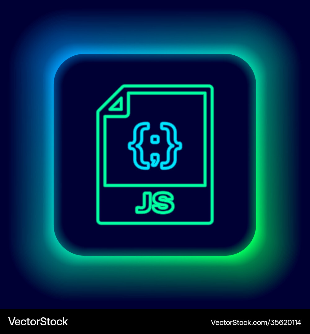 Glowing neon line js file document download vector image