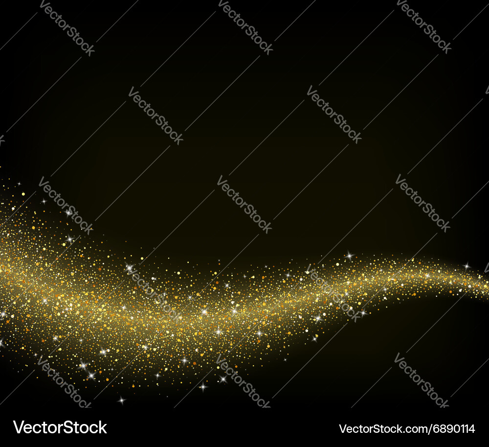 Golden Glitter Star Wave Background vector image