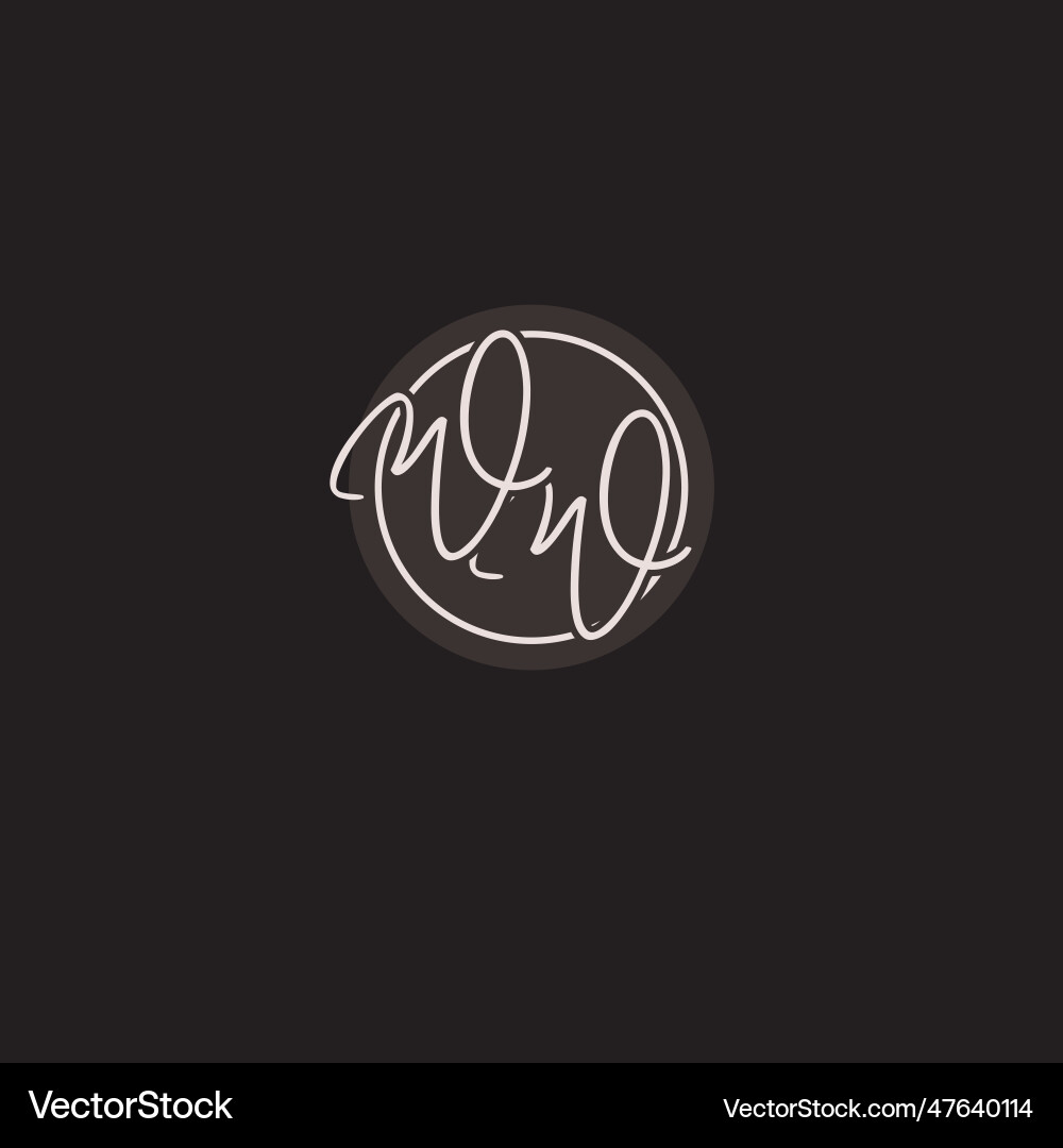 Initials ww logo monogram with simple circle line vector image