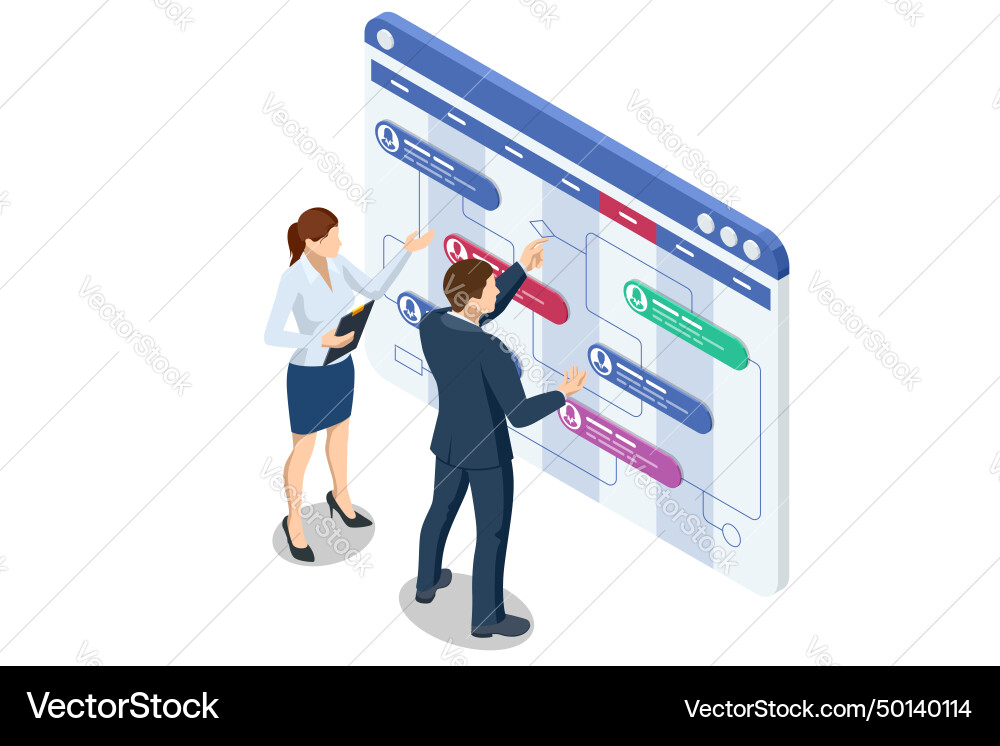 Isometric business project management system Vector Image