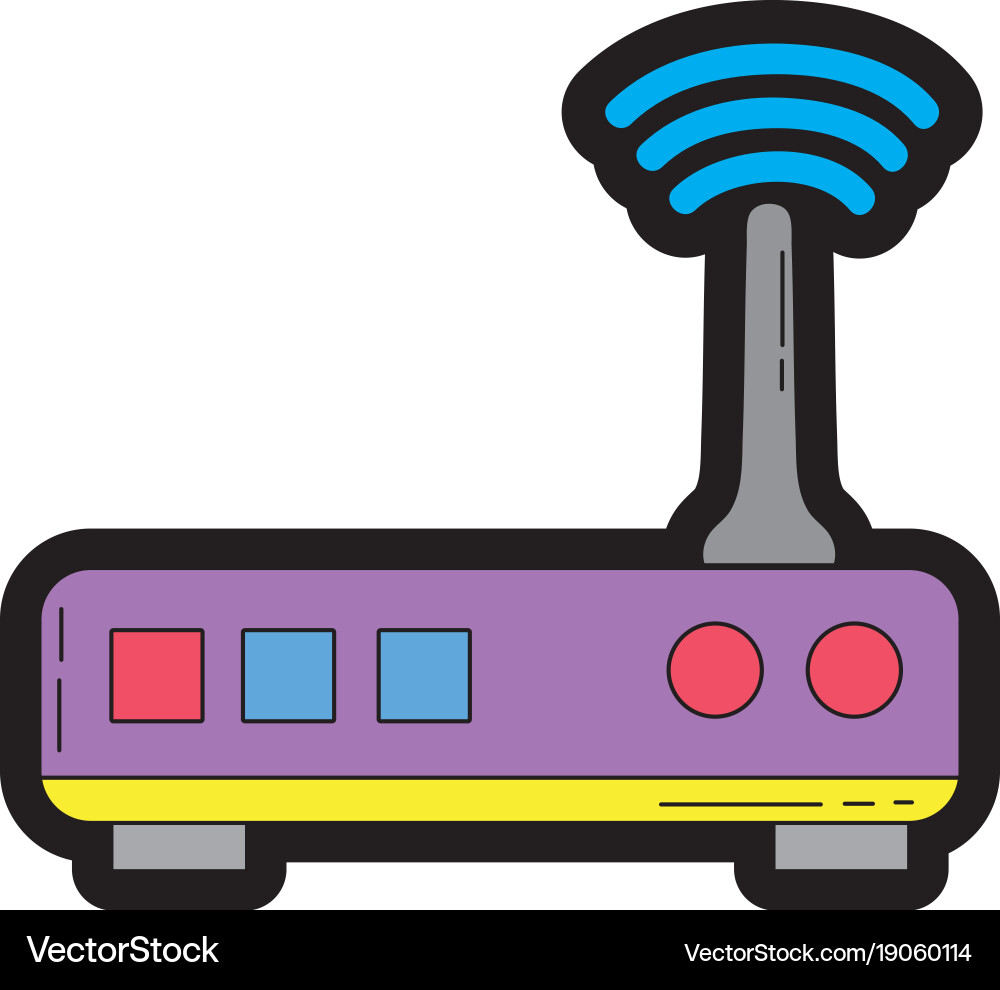 Line color router digital wifi technology network vector image
