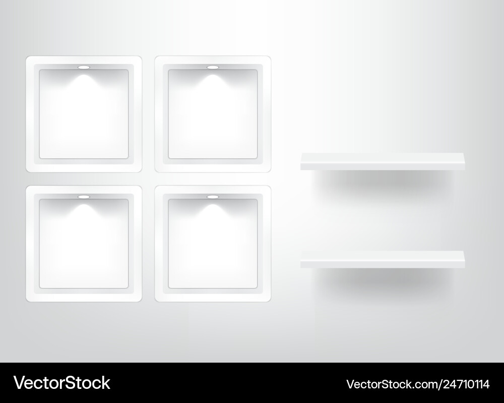 Mock up realistic empty square shelf for interior vector image