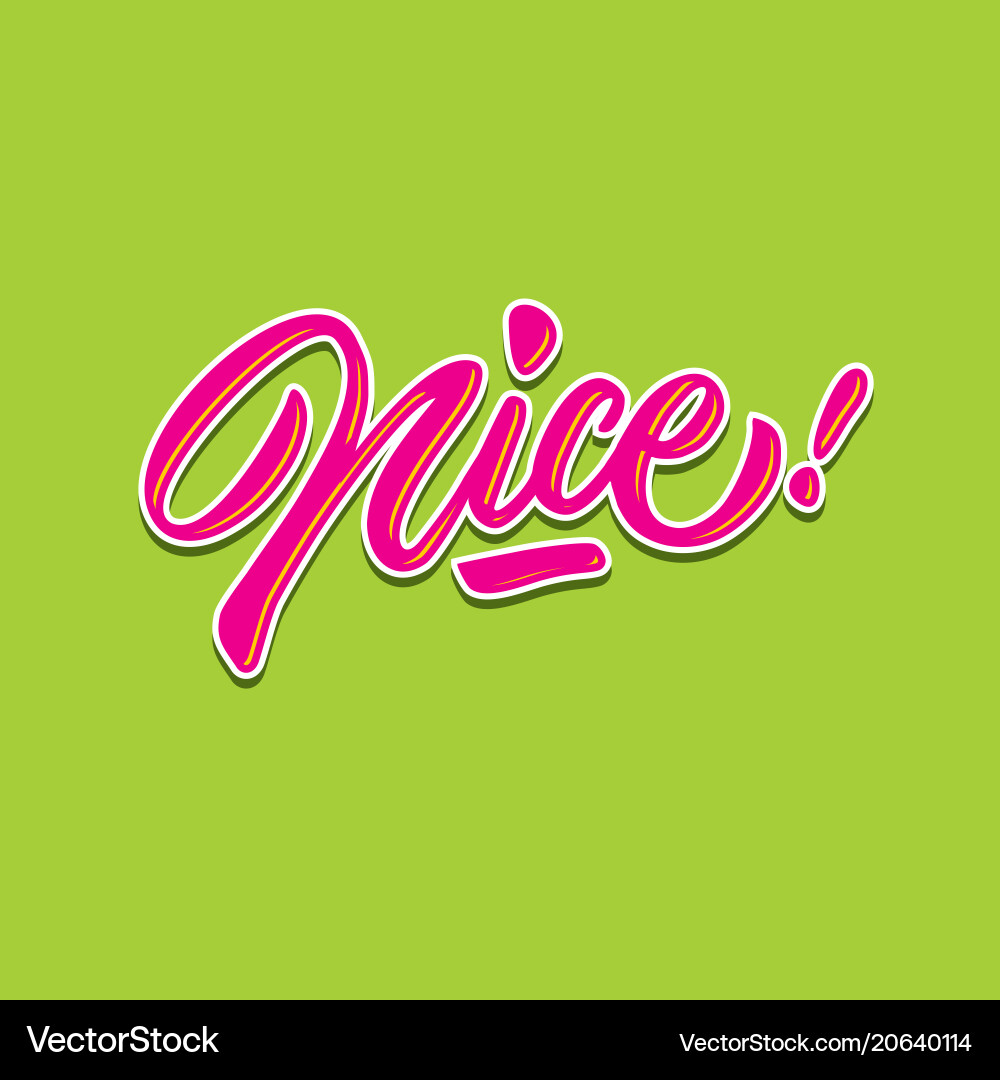 Nice hand lettering typography compliment words Nice hand lettering typography compliment words vector image