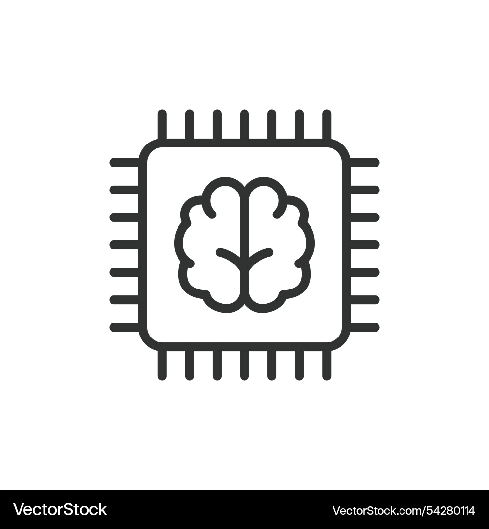 Processor brain icon in line design Processor brain icon in line design vector image