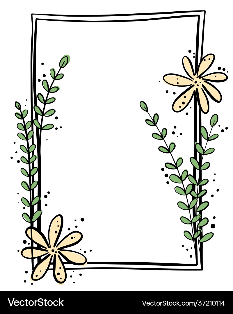Rectangular frame with a line pattern flowers Rectangular frame with a line pattern flowers vector image