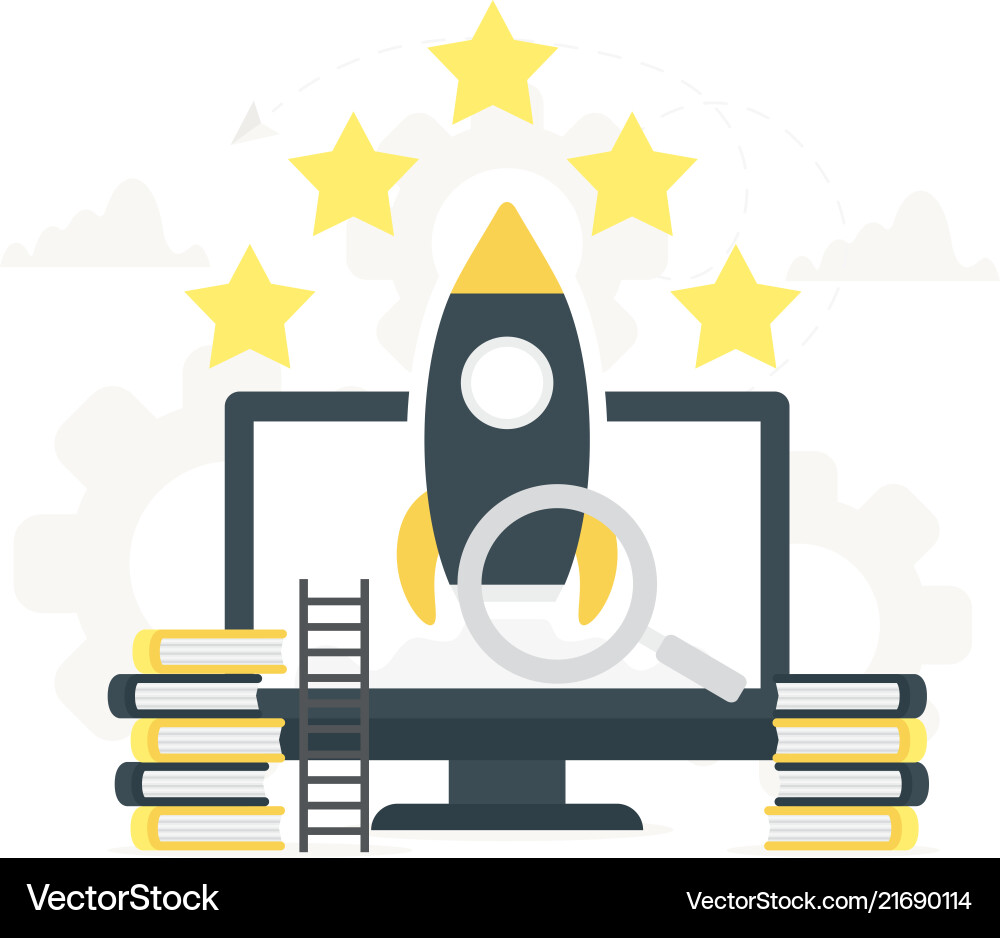 Rocket launch to the sky from large computer vector image