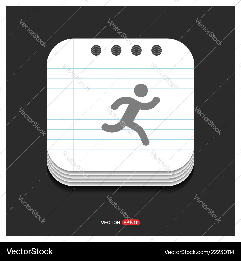Runner icon gray on notepad style template vector image