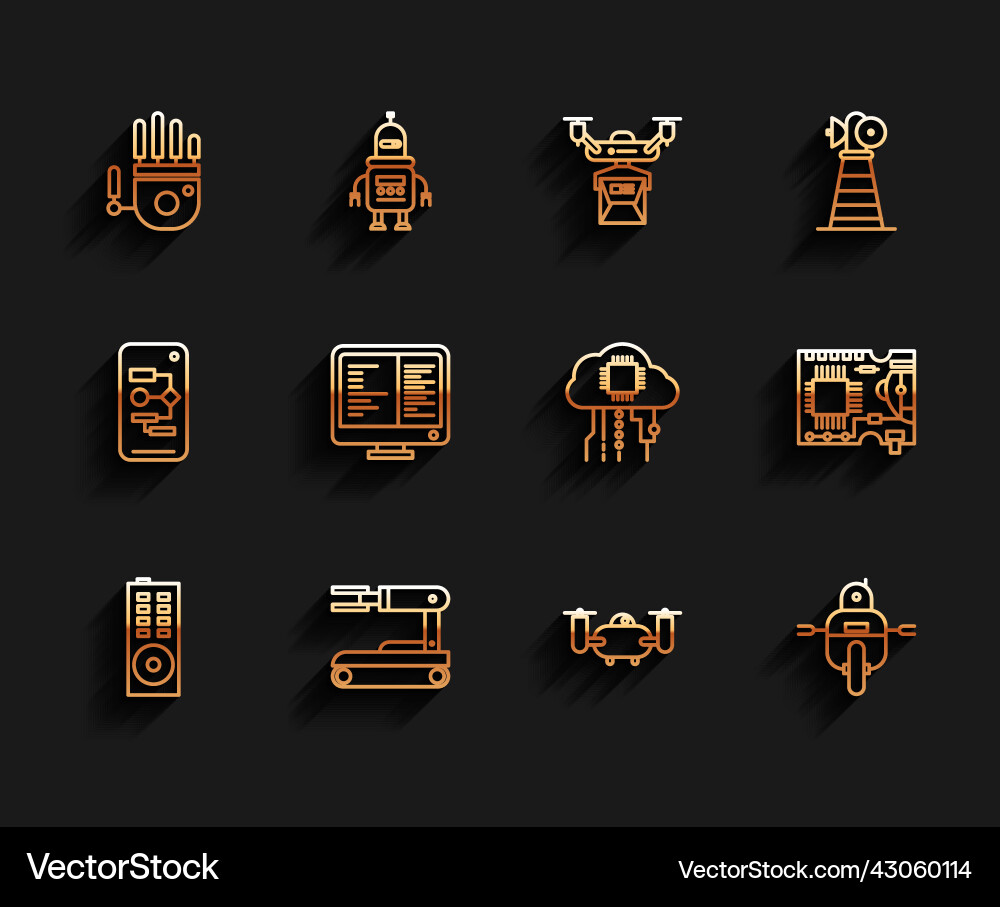 Set line remote control robot mechanical Set line remote control robot mechanical vector image
