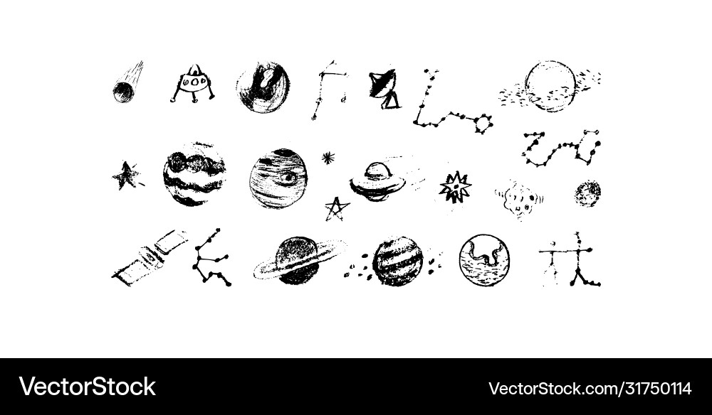 Set space objects planets stars circles Vector Image