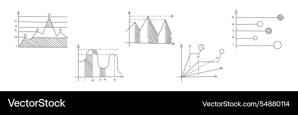 Statistics chart and graph line icon set vector image