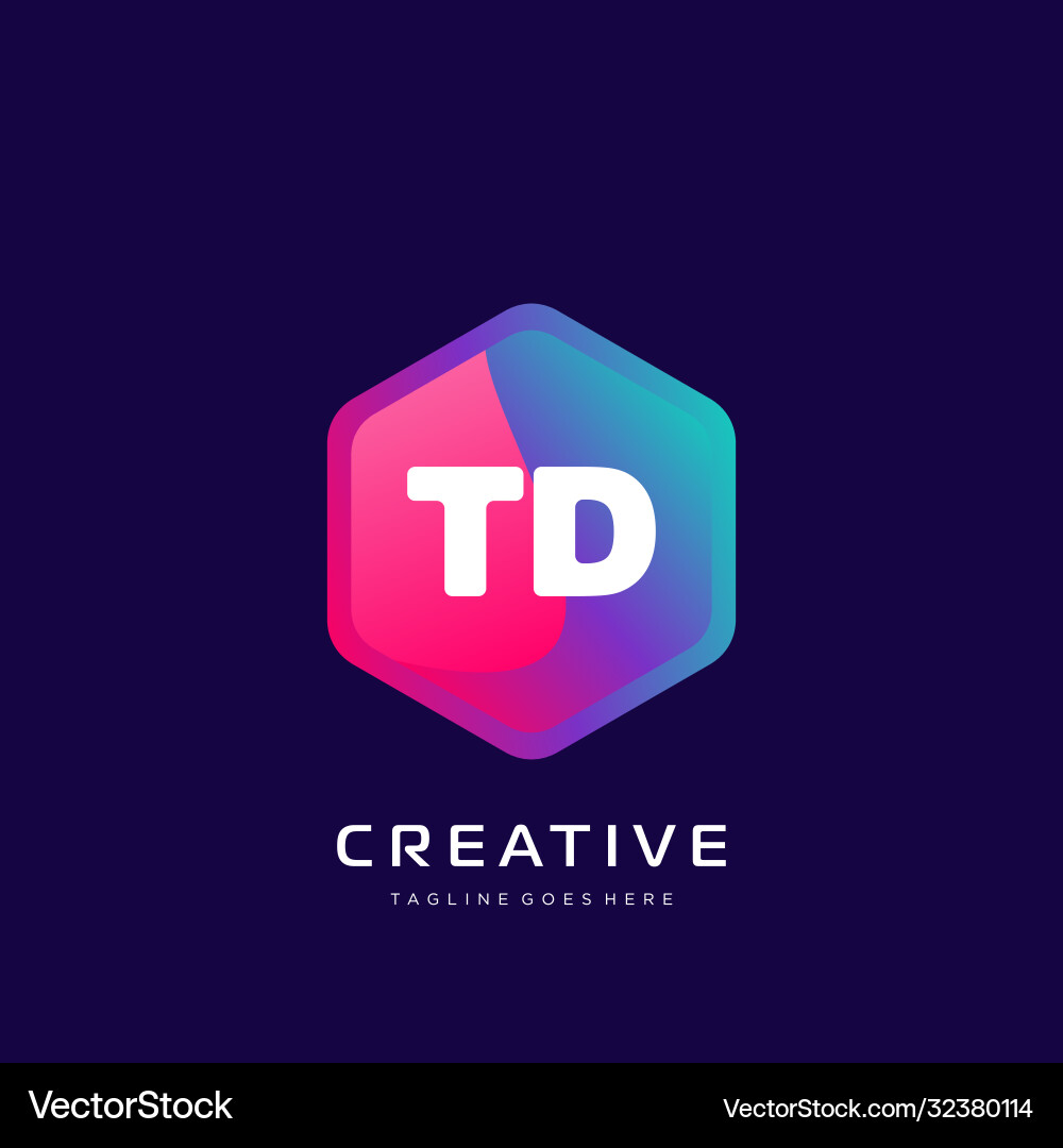Td initial logo with colorful template Vector Image