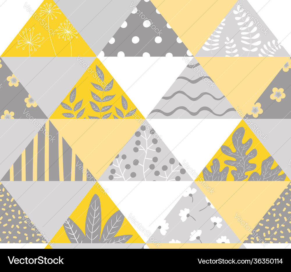Triangular patchwork with abstract branches Vector Image