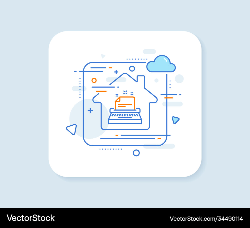 Typewriter line icon documentation sign Vector Image