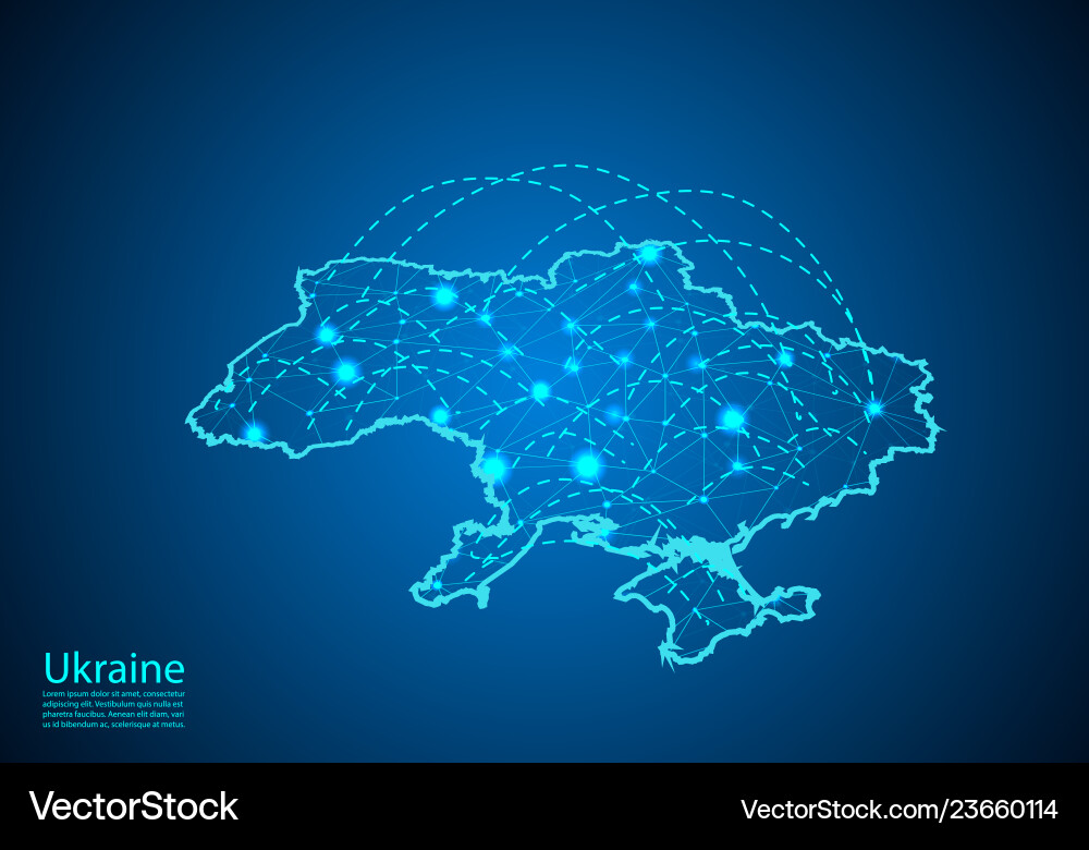 Ukraine map with nodes linked by lines concept Ukraine map with nodes linked by lines concept vector image
