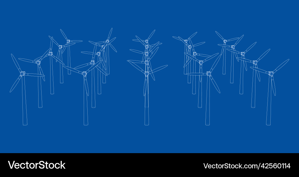 Wind turbines rendering of 3d Vector Image