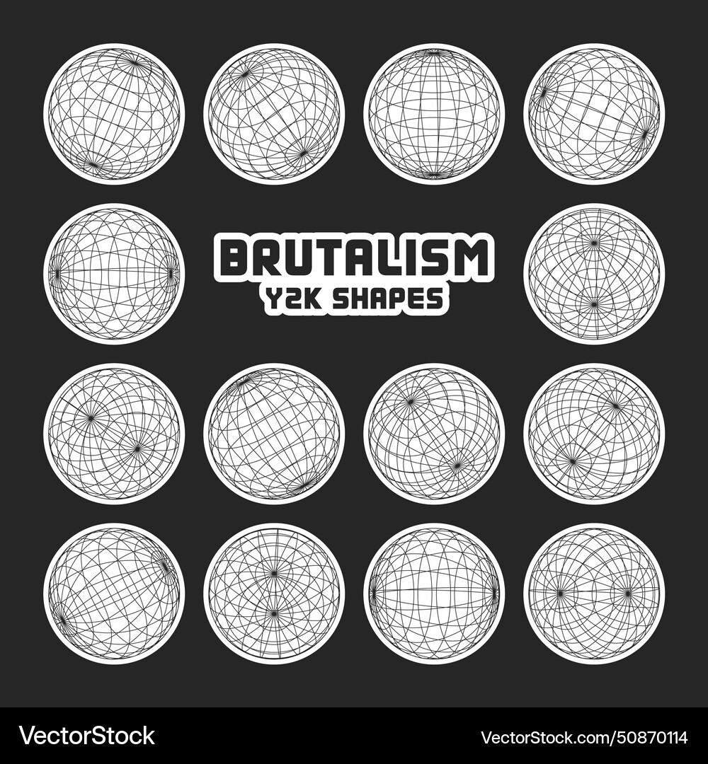 Wireframe shapes lined sphere perspective mesh Wireframe shapes lined sphere perspective mesh vector image