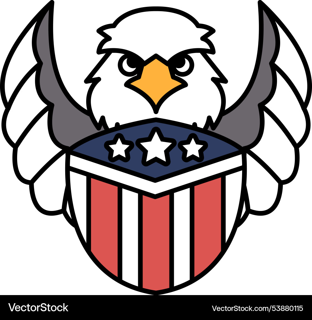A cartoon eagle with red white and blue A cartoon eagle with red white and blue Vector Image