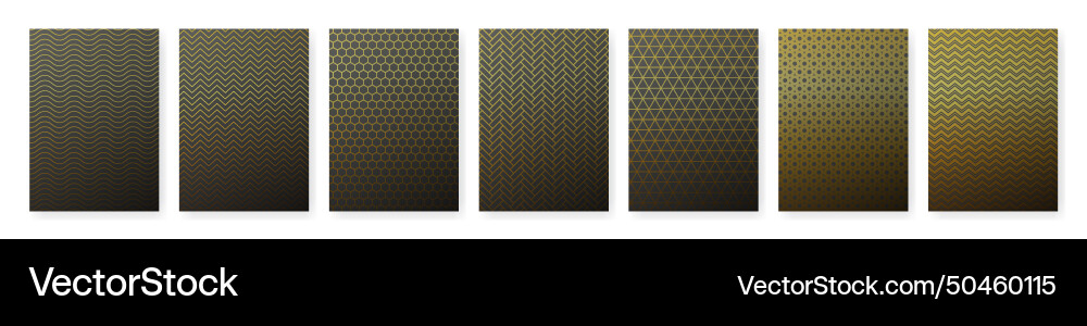 Abstract black background set with golden pattern vector image