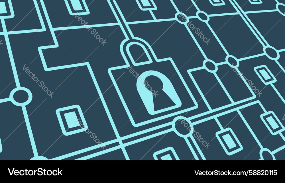 Abstract circuit board pattern with lock and key Vector Image