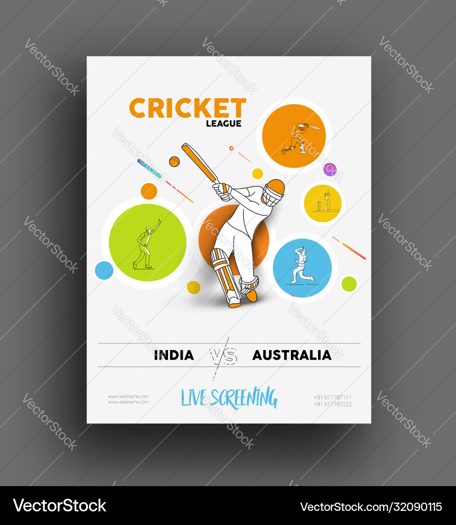 Abstract colorful pattern with batsman and bowler Vector Image