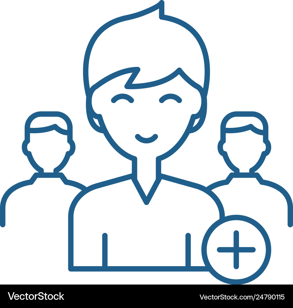 Add new user line icon concept flat vector image