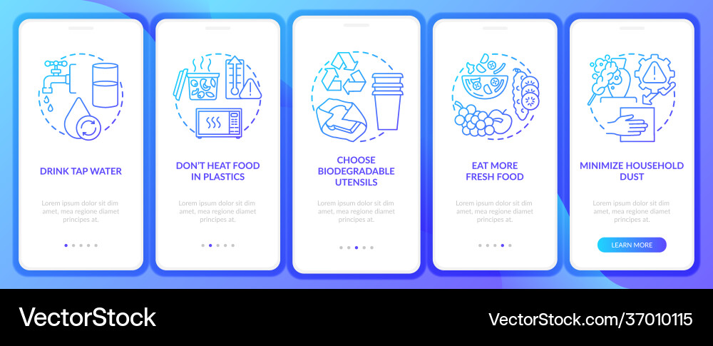 Avoiding microplastics tips onboarding mobile app Avoiding microplastics tips onboarding mobile app Vector Image
