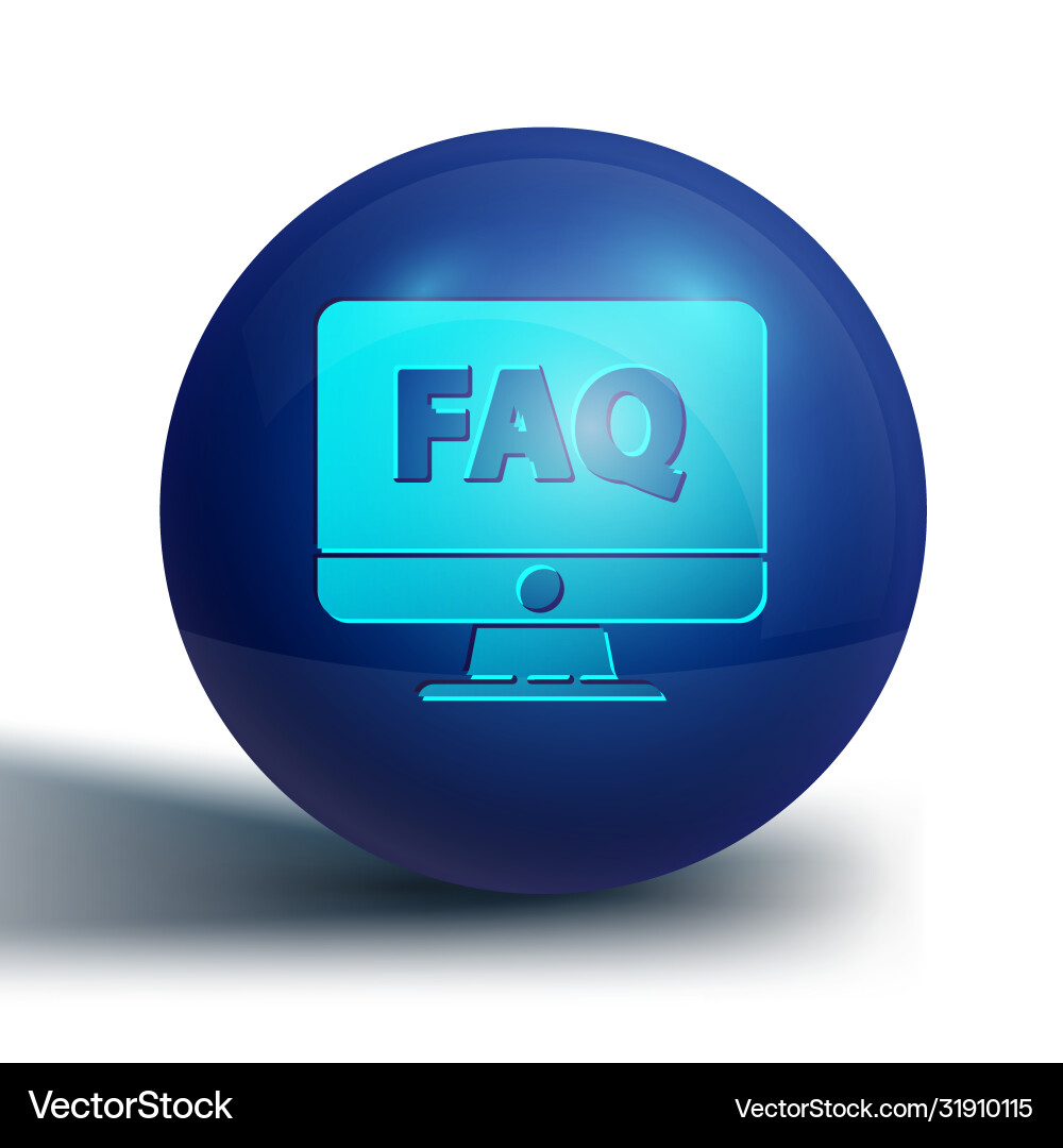 Blue computer monitor and faq icon isolated Blue computer monitor and faq icon isolated Vector Image