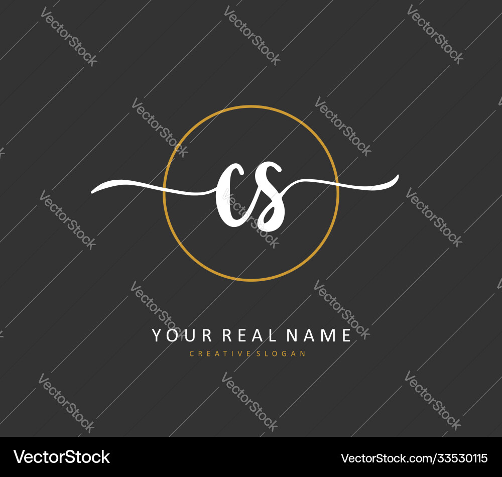 C s cs initial letter handwriting and signature Vector Image