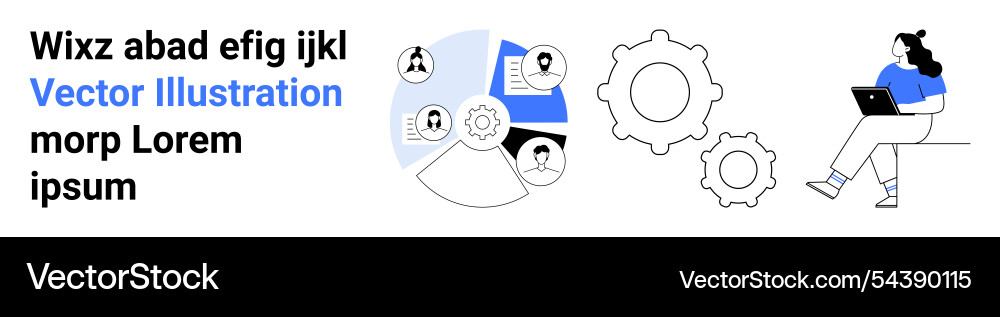 Collaborative workflow with data analysis Vector Image