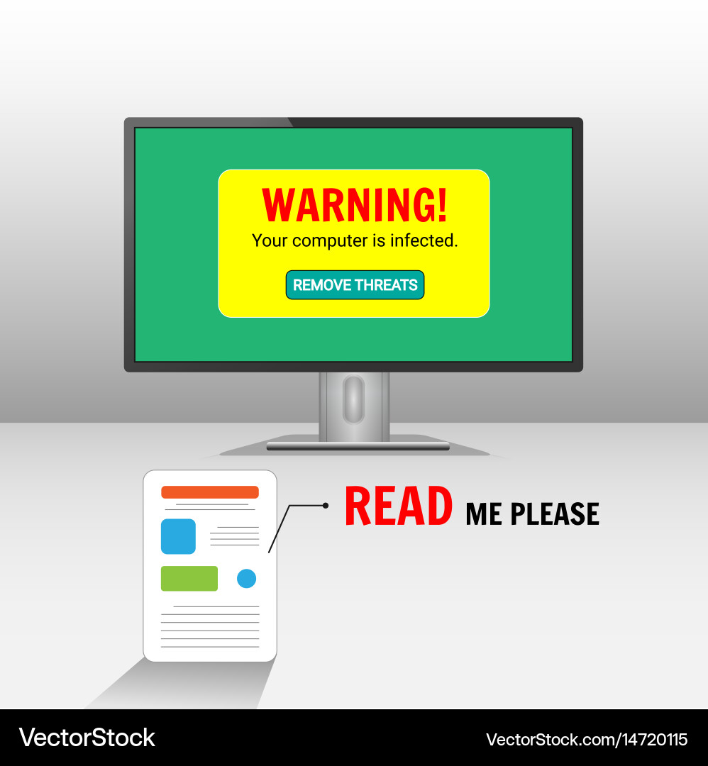 Computer is infected manual user fix problem vector image
