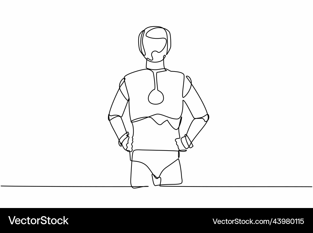 Continuous one line drawing robot standing Continuous one line drawing robot standing vector image