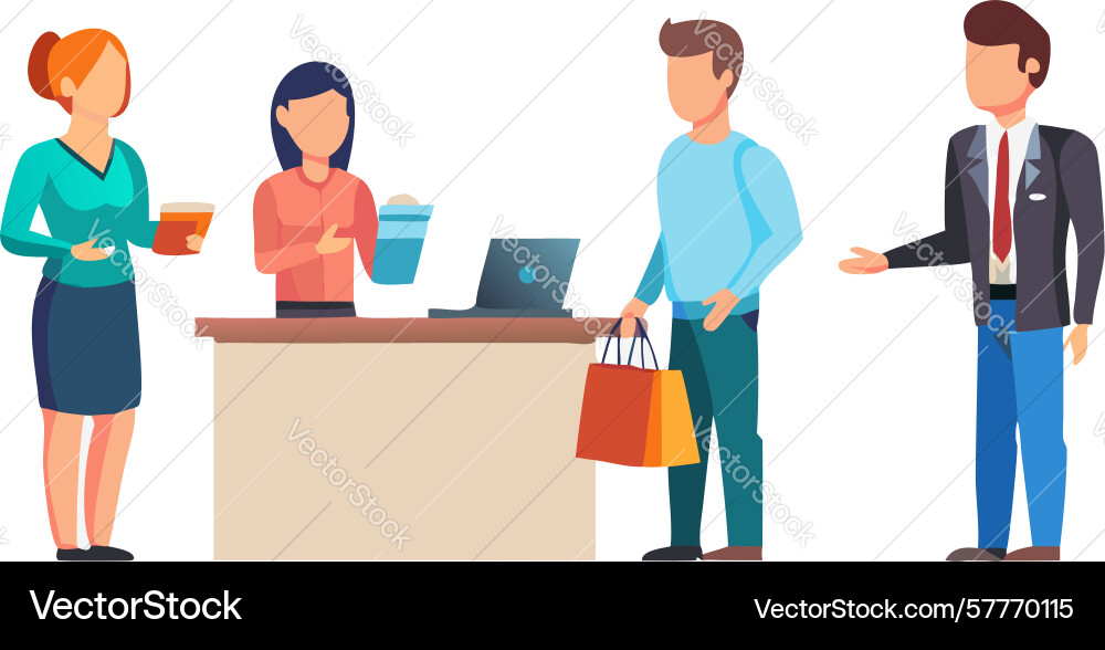 Customer service interaction at a counter design Vector Image