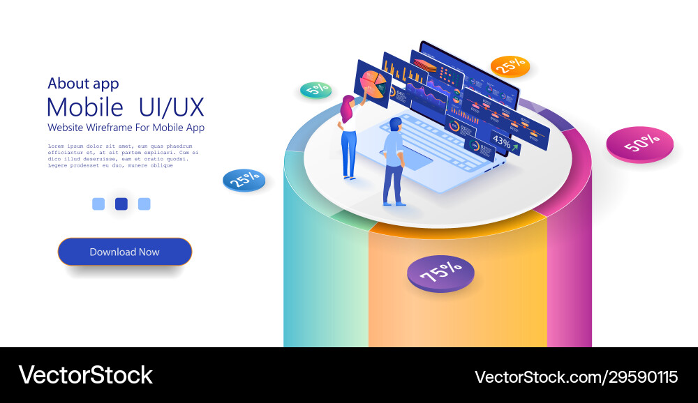 Data Analysis Isometric Chart vector image
