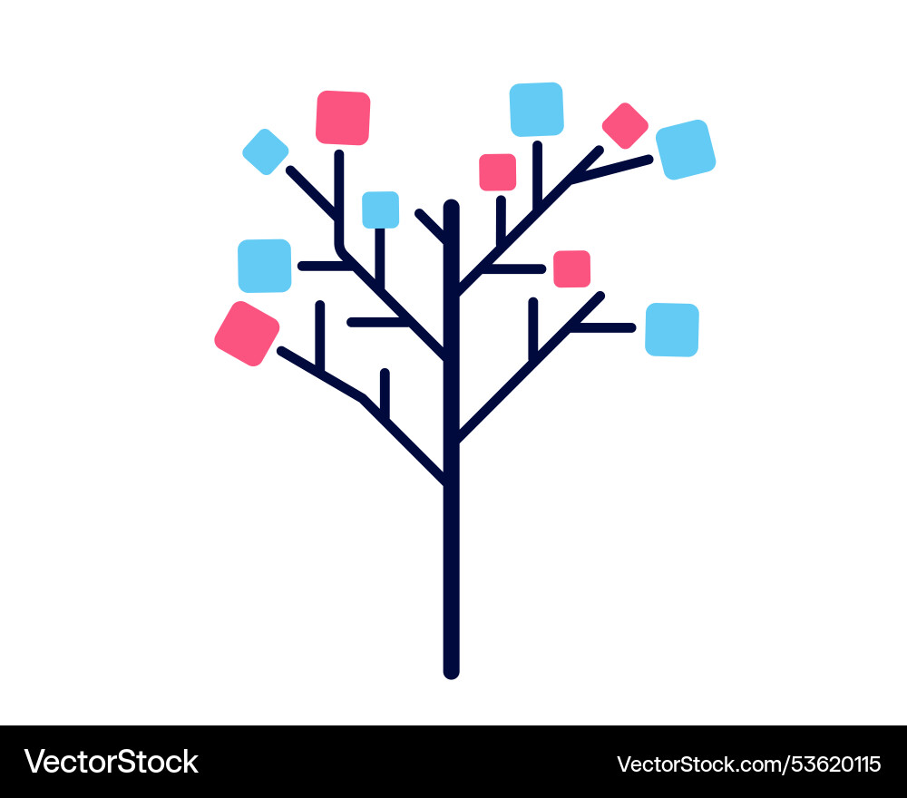 Decision tree icon with colorful squares on branch vector image