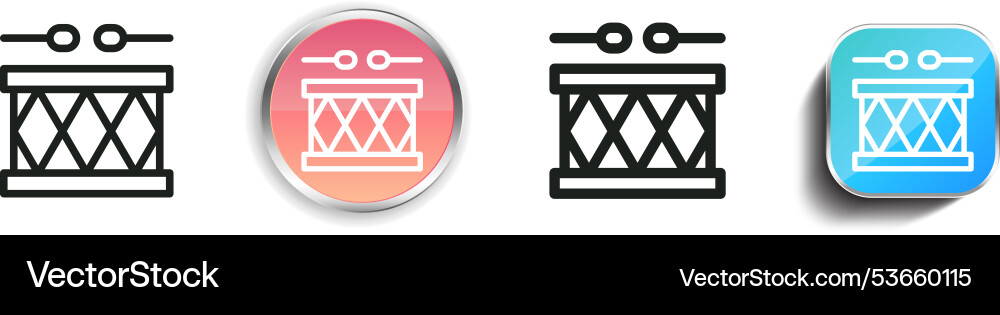 Drum icon thin linear regular and button style vector image