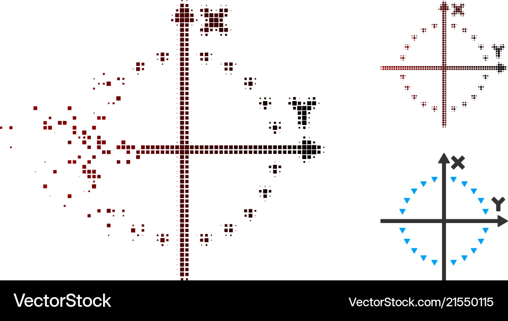 Dust pixel halftone dotted circle plot icon Dust pixel halftone dotted circle plot icon vector image