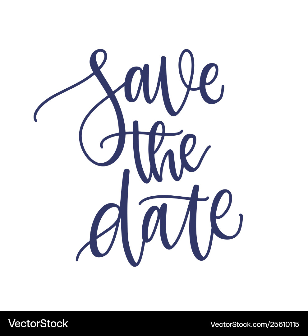Elegant Save The Date Script Vector Image
