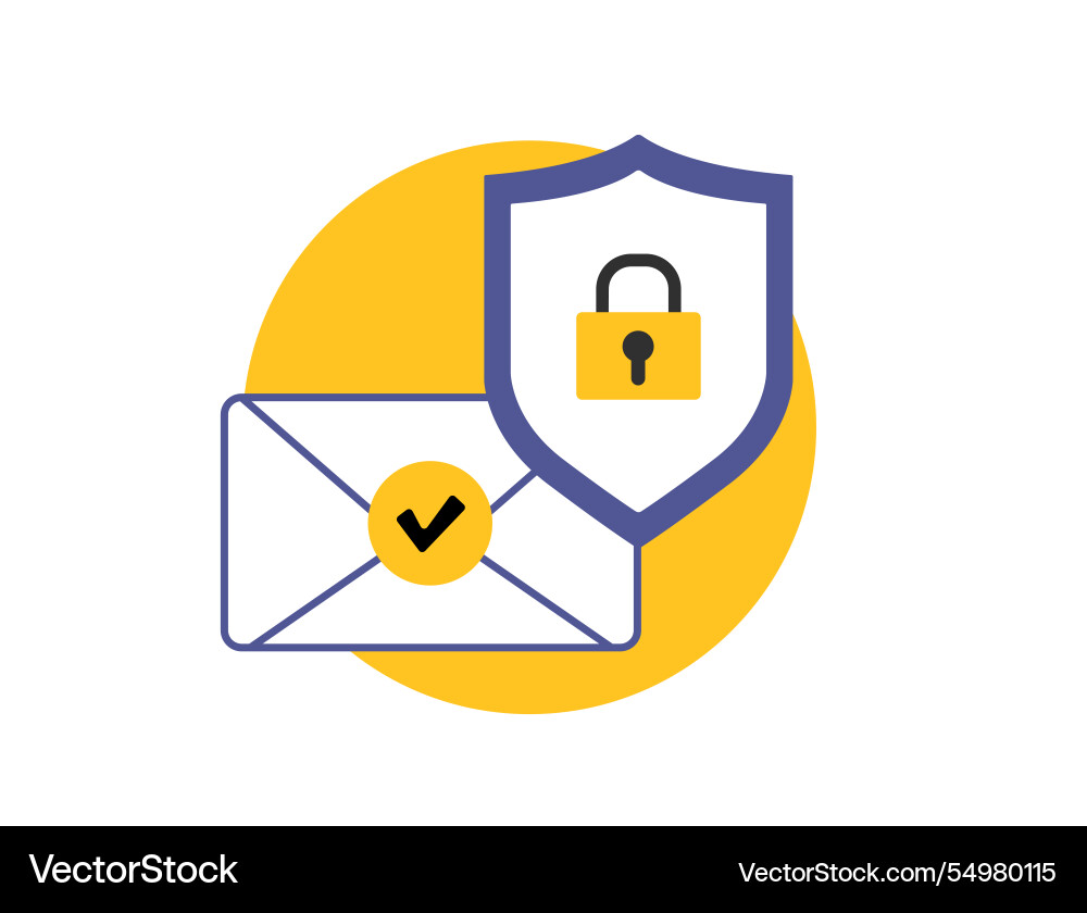 Email authentication flat icon with verified vector image