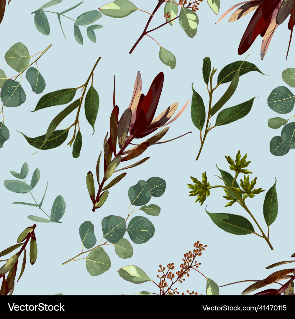 Eucalyptus Branch Pattern Vector Image