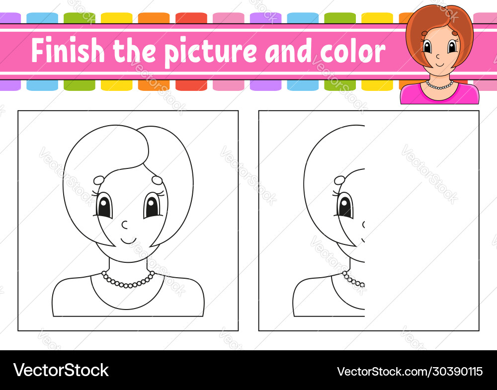 Finish picture and color beautiful cute Finish picture and color beautiful cute vector image